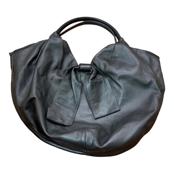 Valentino Garavani Handbags - Valentino Garavani leather large bow purse black crescent shape vintage